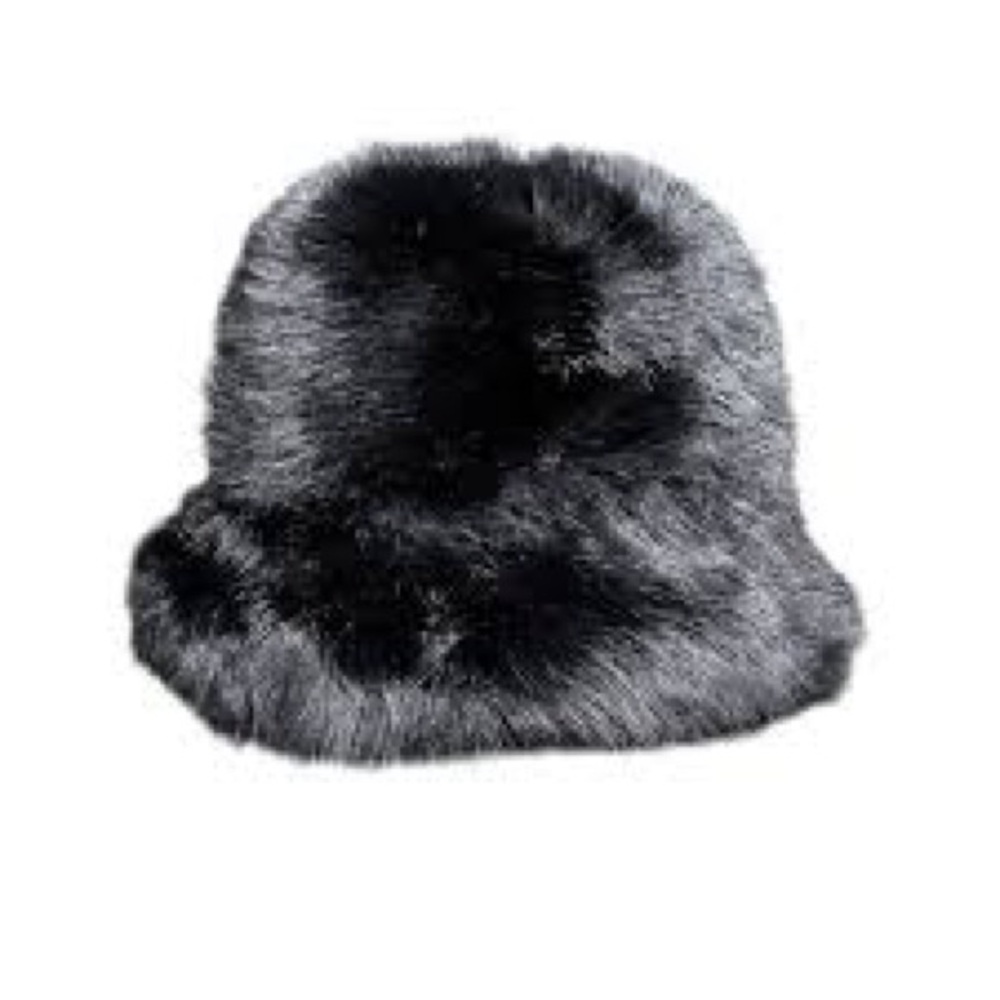 Steve Madden Satin-Lined Black Faux Fur Hat